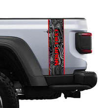 Gráficos Vinilo Franjas Laterales Traseras con Mapa Topográfico Personalizado 3 Colores para Jeep Gladiator 2
