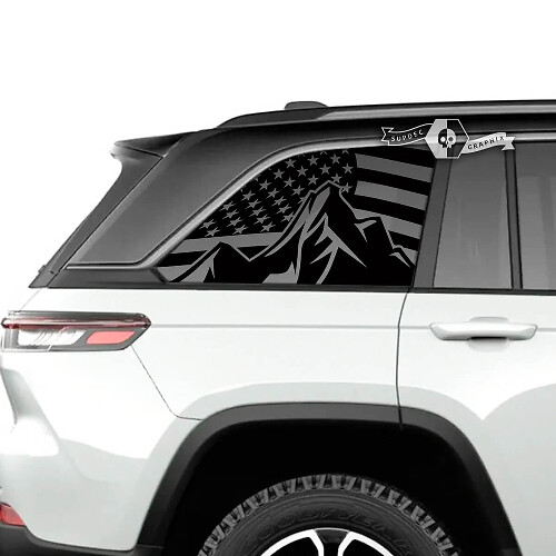 Calcomanía de vinilo con bandera de EE. UU. para ventana lateral de montaña para Jeep Grand Cherokee SRT y Trackhawk