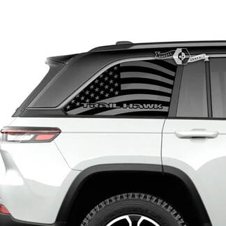 Par Jeep Grand Cherokee SRT TrackHawk Side Glass Window USA Flag Logo Vinilo Calcomanía Gráfico
