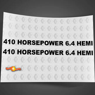 Calcomanías personalizadas para capó Hemi Dodge 410 HORSEPOWER 6.4 HEMI
