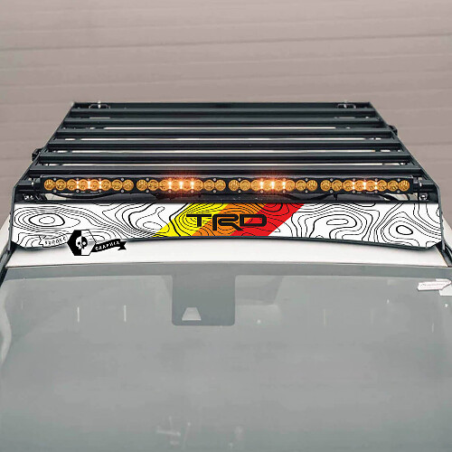 Calcomanía de vinilo para deflector de portaequipajes de techo Topographic para Toyota 4Runner 2014-2023+