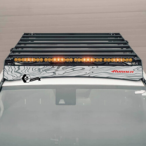 Vinilo Adhesivo para Portaequipajes de Techo Estilo Topográfico para Toyota 4Runner 2014-2023