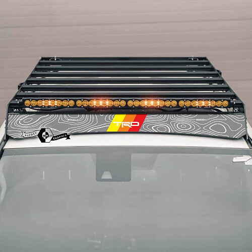 Calcomanía de vinilo de estilo vintage topográfico TRD para portaequipajes de techo Toyota 4Runner 2014-2023