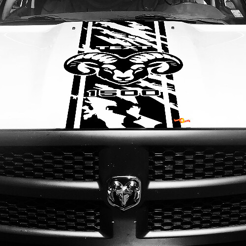 Calcomanía de vinilo para capó con franjas estilo envejecido Hemi para Dodge Ram 1500