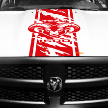 Pegatina de vinilo con franja personalizada desgastada y logotipo Hemi para capó Dodge Ram 1500_3