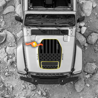 Capó para 2021 2022 2023 Jeep Wrangler Rubicon pegatina gráficos bandera EE. UU. vinilo SupDec diseño
