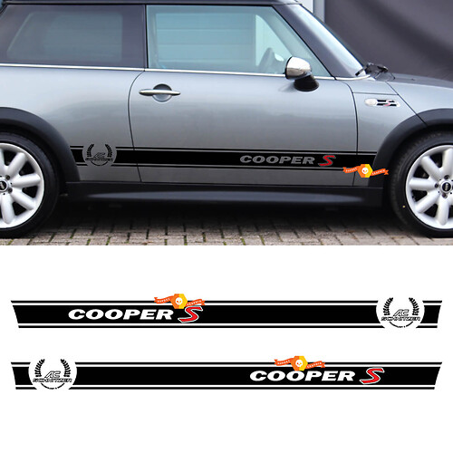Vinilo adhesivo lateral con franjas de contorno de marca para MINI Cooper