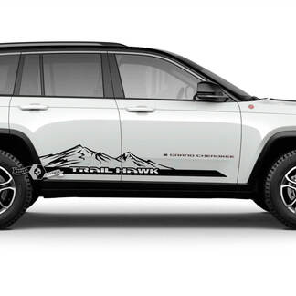 Par 2023+ Jeep Grand Cherokee Trailhawk Doors Mountains Logo Calcomanía gráfica
