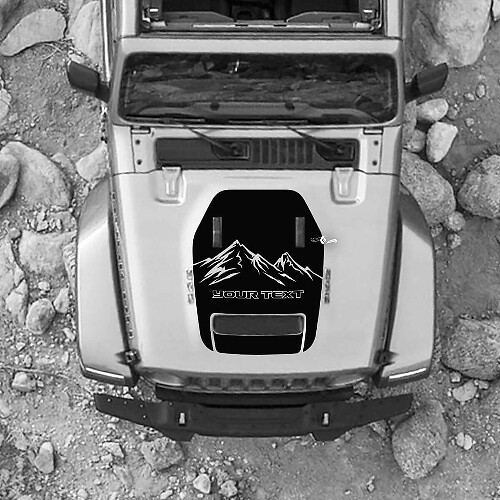 Calcomanía de vinilo con texto personalizado Mountains para capó, gráfica adhesiva para Jeep Wrangler Rubicon