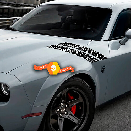 Calcomanías de marcas de rayas en forma de panal para capó y guardabarros para Dodge Challenger 2015-2023