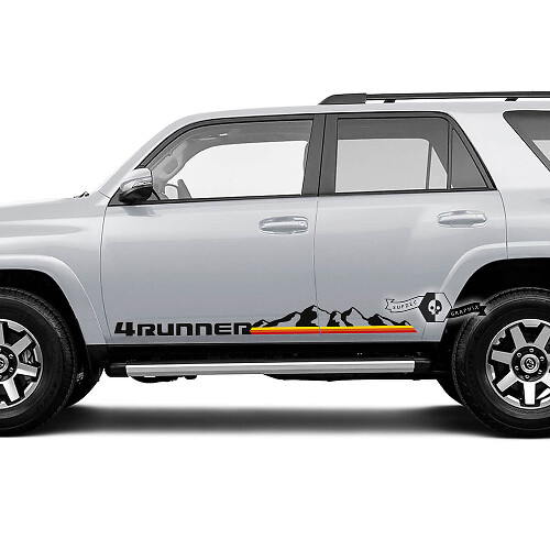 Pegatina de vinilo con montañas y franjas retro para la puerta lateral del Toyota 4Runner 2009-2024