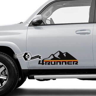 2 x 4Runner 2023 Puertas laterales Vinilo Logo Montaña Calcomanías Pegatinas para Toyota 4Runner TRD
