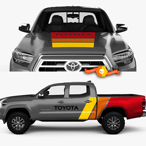 Kit de calcomanías de vinilo con gráficos retro para Toyota Tacoma de 2 lados
