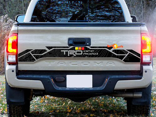 Calcomanía de vinilo estilo topográfico TRD para portón trasero de Toyota Tacoma 2016-2024