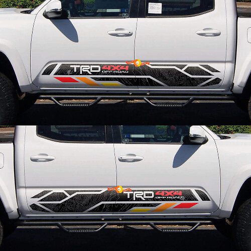 Calcomanía de vinilo topográfica Off Road TRD 4x4 para la puerta lateral de Toyota Tacoma 2005-2020