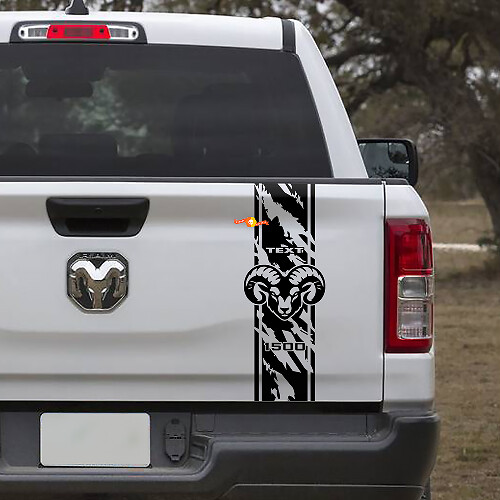Calcomanía adhesiva de vinilo para el portón trasero con franjas estilo desgastado Hemi para Dodge Ram 1500