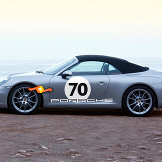 Porsche Heritage Design para el nuevo 911 Speedster Side Doors Stripes Kit Calcomanía Adhesivo Negrita
