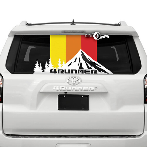 Calcomanías de vinilo para ventana trasera de 4Runner Heritage Stripes Mountains Forest
