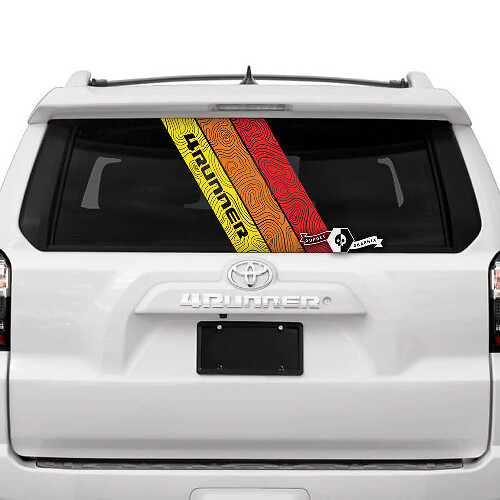 Calcomanía de vinilo para ventana trasera con rayas vintage topográficas para Toyota 4Runner 2013-2023