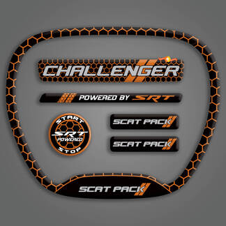 Juego de Challenger SRT Scat Pack Panal Canela Naranja Volante TRIM RING emblema calcomanía abovedada Charger Dodge Scatpack

