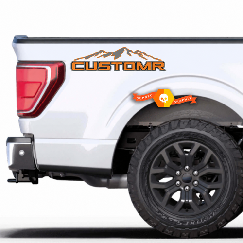 CUSTOMR Filled Mountain Lettering Pair Lateral de la caja Adhesivo de vinilo para Ford F-150
