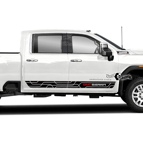 Calcomanía Vinilo de Rayas Laterales Geométricas con Letra GMC Sierra para GMC Sierra
