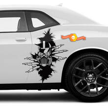 Pegatinas de vinilo con agujero lateral para casco, diseño de abeja en casco, para Dodge Challenger Charger
 2