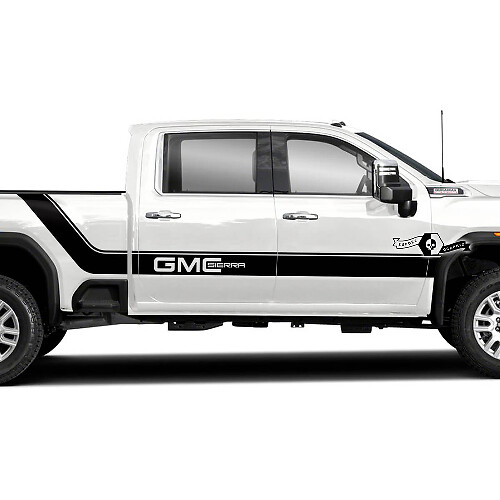 Kit de Calcomanías de Vinilo con Letras GMC y Rayas Laterales Curvadas para GMC Sierra 2500HD