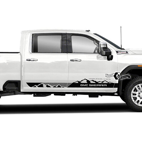 Kit de Vinilo con Rayas Laterales Estilo Montaña para Puertas para GMC Sierra 2500HD 2022-23