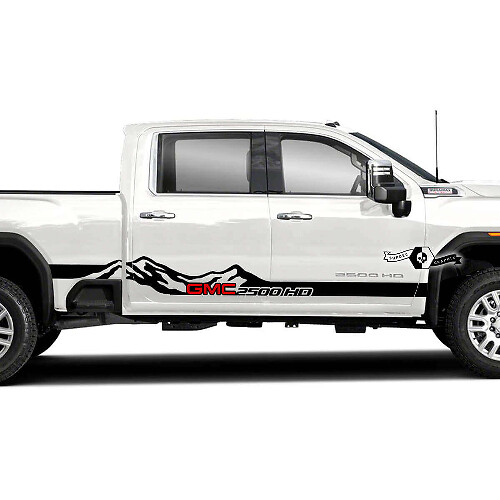 Calcomanía de vinilo con rayas laterales estilo montañas para GMC Sierra 2500HD 2022