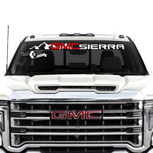 Calcomanía de vinilo estilo montaña para parabrisas para GMC Sierra 2500HD
