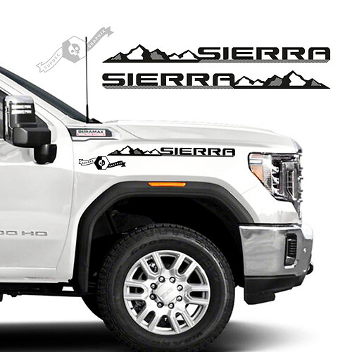 Par GMC Sierra 2500HD 2022 2023 Montañas Side Hood Fender Vinilo Calcomanía de rayas para GMC Sierra Graphics
