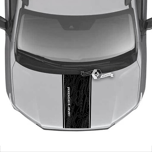 Capó Honda Ridgeline Stripe 2020 2021 2022 2023 Mapa topográfico Trim Center Vinilo Calcomanías Pegatinas Gráficos SupDec Diseño
