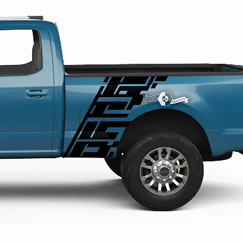 Par Ford Super Duty 2023 Body Fender Bed Geometry Splash Calcomanías Pegatinas laterales Gráficos Vinilo
