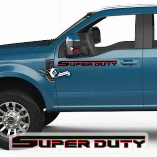 Par Ford Super Duty 2023 Logo Puertas Calcomanías Pegatinas laterales Gráficos Vinilo Rayas 2 colores
