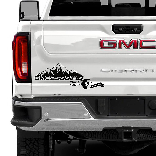Calcomanía de vinilo para la puerta trasera con diseño de montaña para GMC Sierra 2500HD 2022-2023