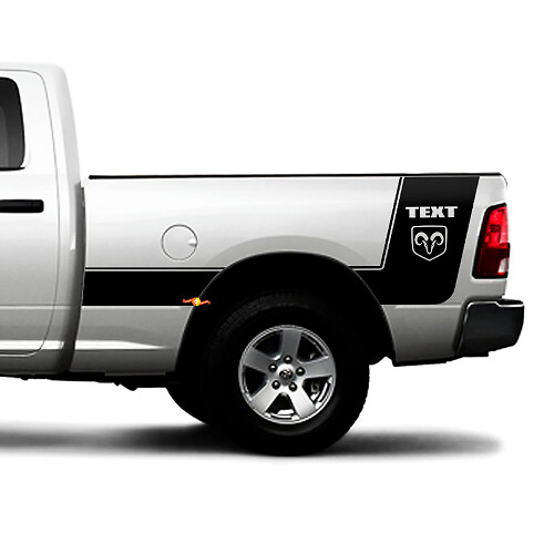 Pegatina de vinilo personalizada con franjas y logo Hemi para el lateral de cama de Dodge Ram 1500