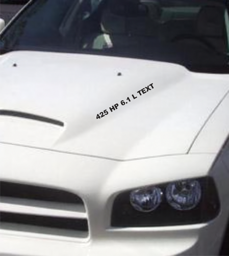 Calcomanía adhesiva de vinilo para capó con texto personalizado 6.1L 425 HP para Dodge Charger