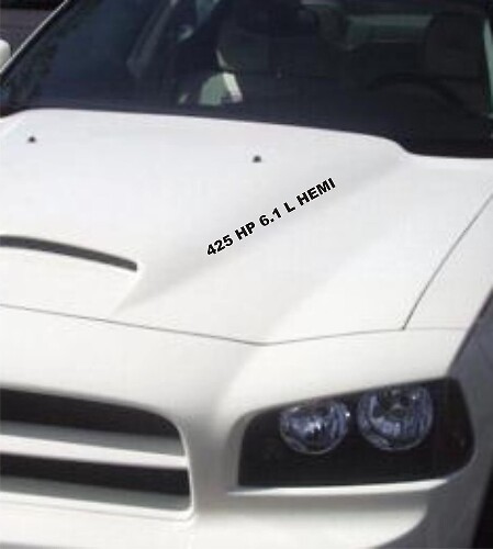 Calcomanías de vinilo con letras para capó 425HP 6.1L HEMI para Dodge Charger Challenger Ram SRT8