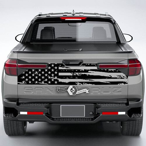 Calcomanía de vinilo para portón trasero con bandera de EE. UU. desgastada para Hyundai Santa Cruz 2023