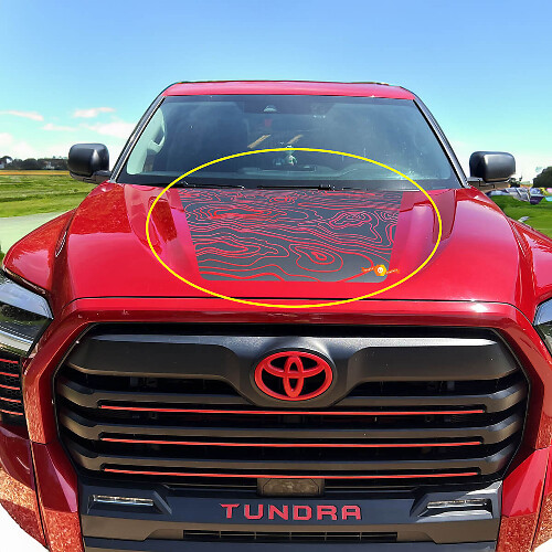 Calcomanía de vinilo con mapa topográfico para capó de Toyota Tundra