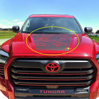 Calcomanía de mapa topográfico de capó para Toyota Tundra 3rd 2021 - up Sticker Graphics SupDec Design One Color
