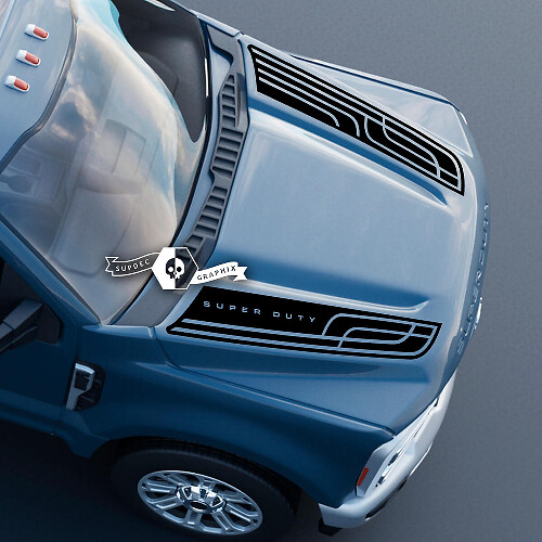 Hood Ford Super Duty 2023 Líneas Calcomanías duales Pegatinas Gráficos Vinilo
