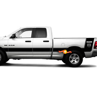 Dodge RAM 1500 2500 RT Laramie cama lateral completo vinilo rayas camión calcomanía personalizada
