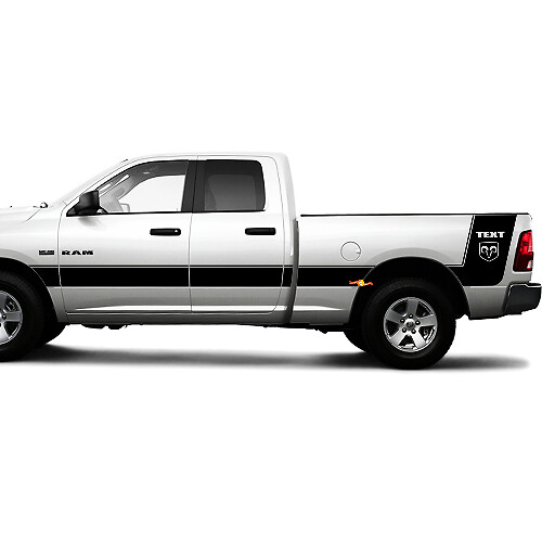 Pegatina de vinilo lateral con franjas personalizadas y logotipo Hemi para Dodge Ram 1500