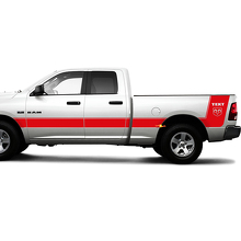 Pegatina de vinilo lateral con franjas personalizadas y logotipo Hemi para Dodge Ram 1500_2