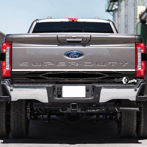 Calcomanía de vinilo para portón trasero con línea de diamantes geométricos para Ford Super Duty 2023