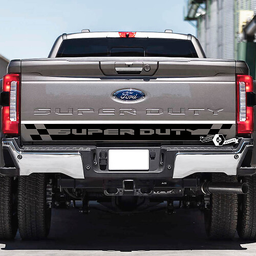 Calcomanía de vinilo con bandera ajedrezada para portón trasero Musclecar Super Duty 2023