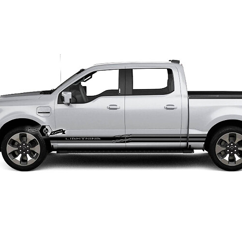 Par Ford F-150 Lightning 2022 2023 Rocker Panel Stripes Body Doors Calcomanías Pegatinas laterales Gráficos Vinilo
