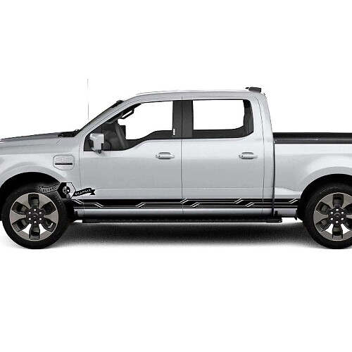 Par Musclecar truck Lightning 2022 2023 Rocker Panel Geometry Stripes Body Doors Calcomanías Pegatinas laterales Gráficos Vinilo
